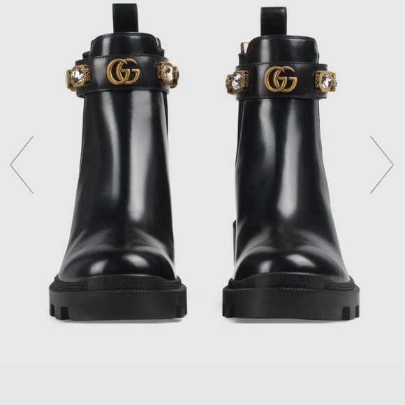 Gucci Leather ankle boot with belt - Picture 1 of 3